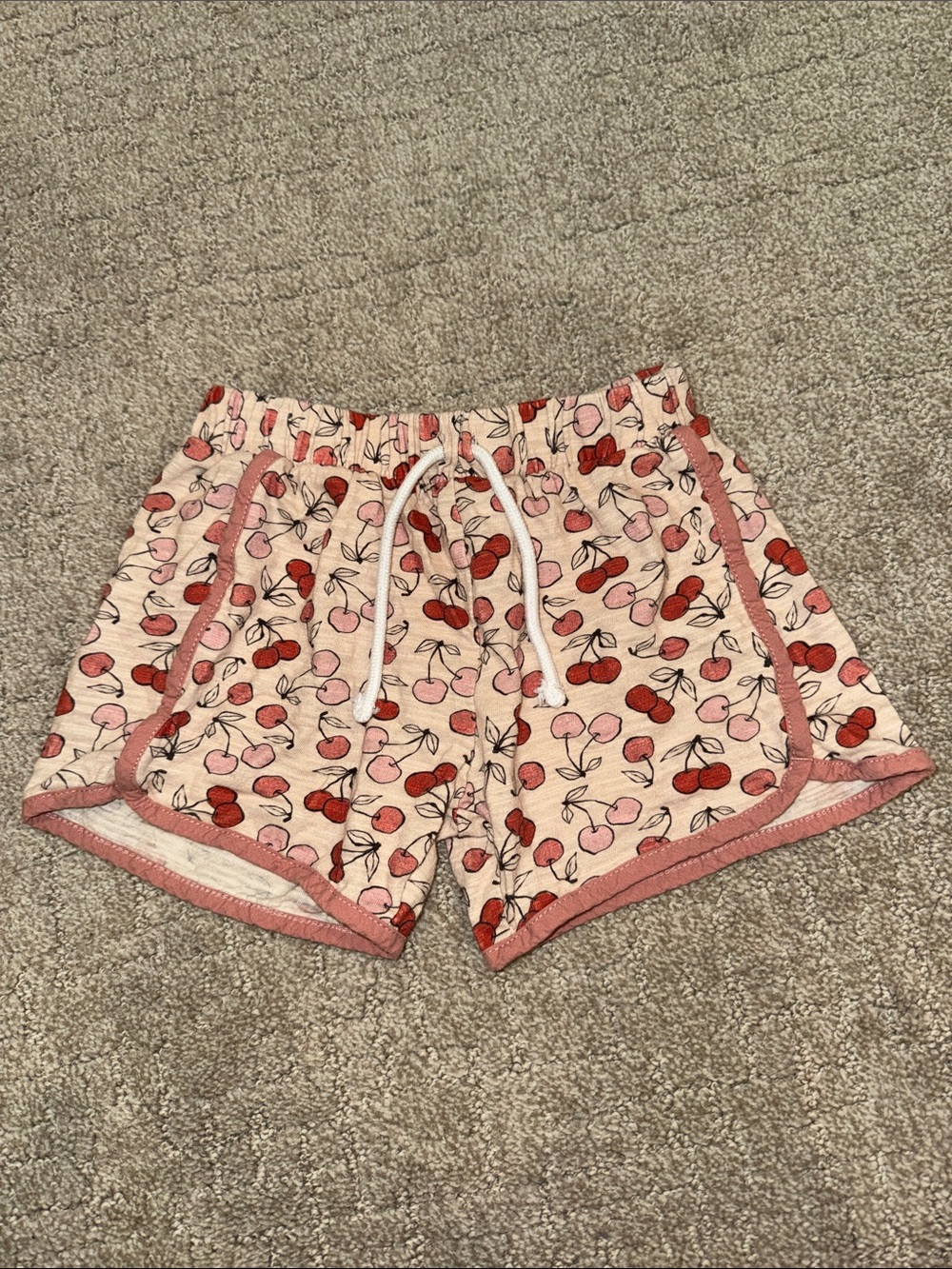 Girls Cherry Print Pink Shorts